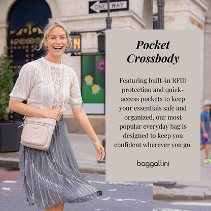 Baggallini Pocket Crossbody Bags for Women 8x8 Small Lightweight Durable Water-resistant Travel Purse W/Rfid