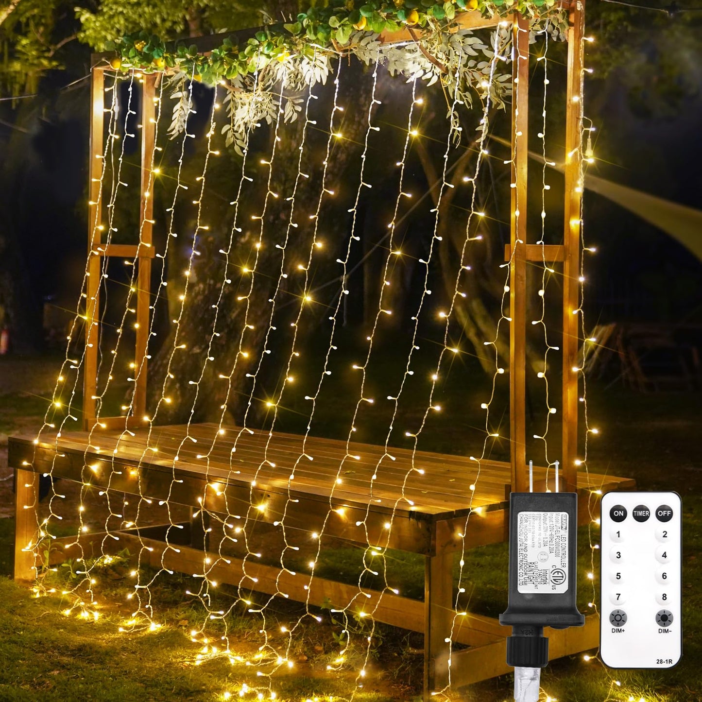 suddus Curtain Lights for Bedroom, 300 Led 9.8x9.8ft Curtain Lights for Backdrop, Curtain String Lights for Christmas, Dorm, Wall, Backdrop, Window, Wedding, Party, Birthday, Warm White（Plug in）