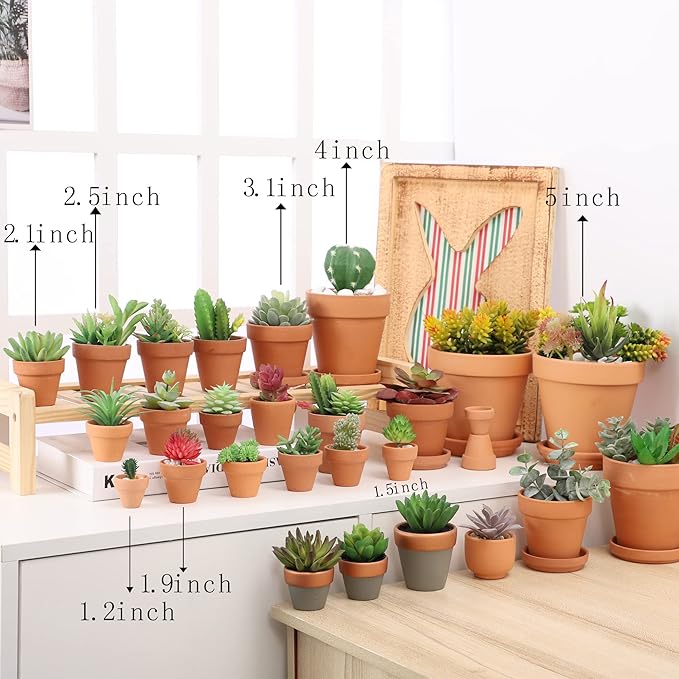 Terra Cotta Pots with Saucer- 6-Pack Small Terracotta Pot Clay Pots 4'' Clay Ceramic Pottery Planter Cactus Flower Pots Succulent Pot with Drainage Hole- Great for Plants,Crafts terra cotta planter