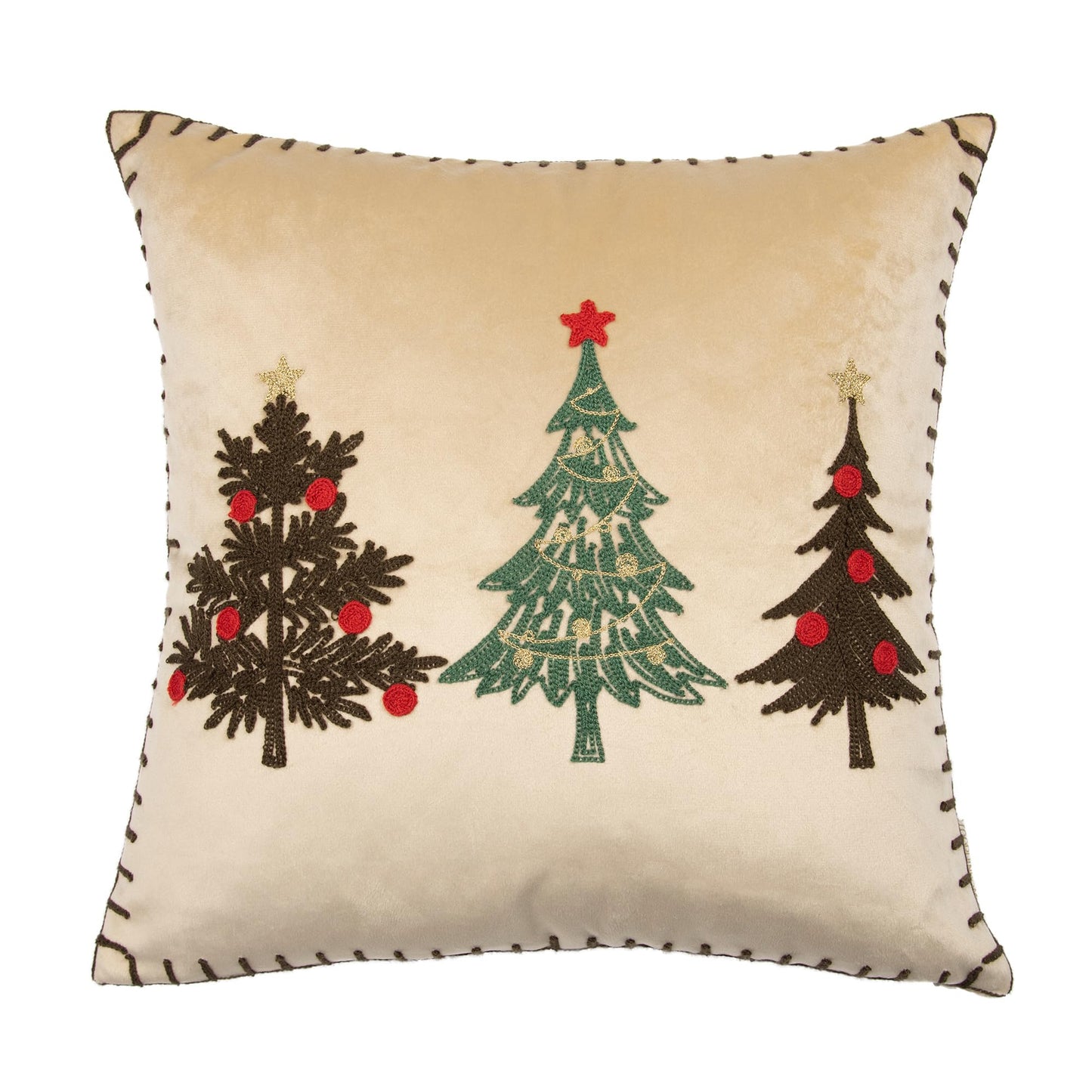 LOOPUINHOM Christmas Tree Pillow Covers 18x18 Inch Gold Embroidered Tree Throw Pillows for Holiday Decorations - Cushions for Couch, Sofa, Bed, Living Room, Bedroom