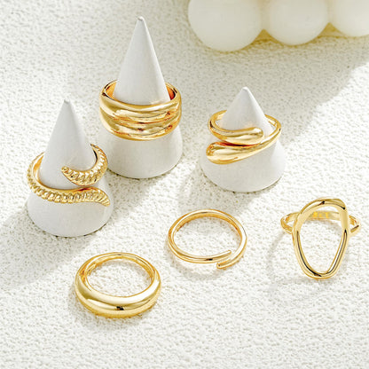 FAXHION 12PCS Gold Stackable Rings Set for Women, 18K Gold Plated Open Stacking Knuckle Ring, Adjustable Chunky Signet Band Statement Ring for Gift