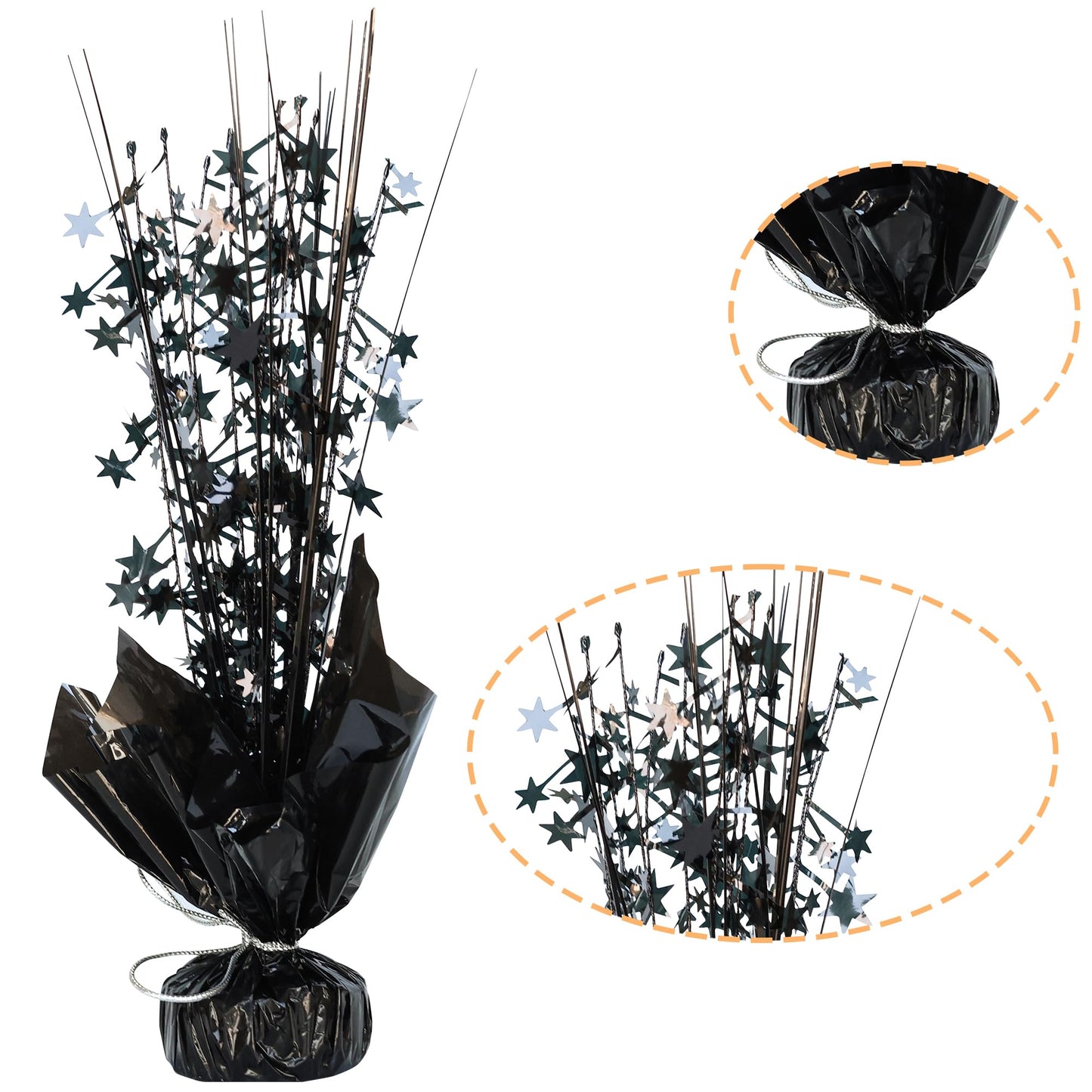 Gyufise 6 Pack Metallic Foil Spray Centerpiece Star Table Decoration Burst Table Centerpieces Table Decor for Birthday Wedding Anniversary Graduation Holiday Party Supplies Black