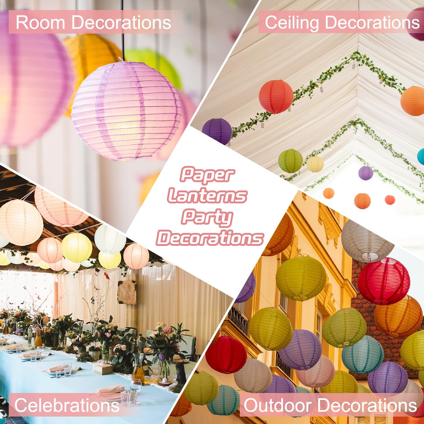 MECCANIXITY 3PCS Paper Lanterns Decorative, 12 Inch Blue Round Hanging Ball Lantern Chinese Lanterns for Home Decor, Birthday, Wedding,Christmas Party