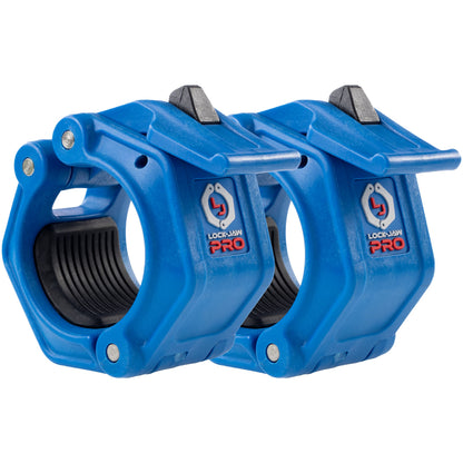 Lock-Jaw PRO 2 Barbell Collars Olympic Barbell Clamps 2 Pcs – Heavy Duty Bar Clamps for 2” & 50mm Olympic Bars – Secure Weight Bar Clamps for Strength Training & Home Gym Accessories – Blue