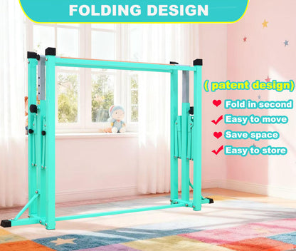 MARFULA Fold Gymnastic Bar for Kids and Teenage Ages 3-20, 350 lbs Weight Capacity, 5 Ft Gymnastic Kip Bar Horizontal Bar for Gymnast, Gymnastic Training Equipment for Home and Gymnastic Center Use