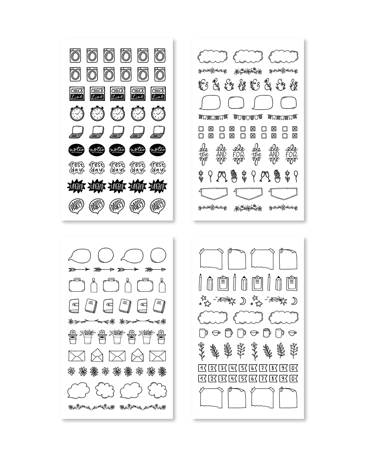 Rongrong Bullet Journal Sticker Book for Planners, Calendars, Journals and Projects – Premium Quality Hand Drawn Perfect for Adding Flair to Your Bullet Journal – Scrapbook Accessories – 24 Pages