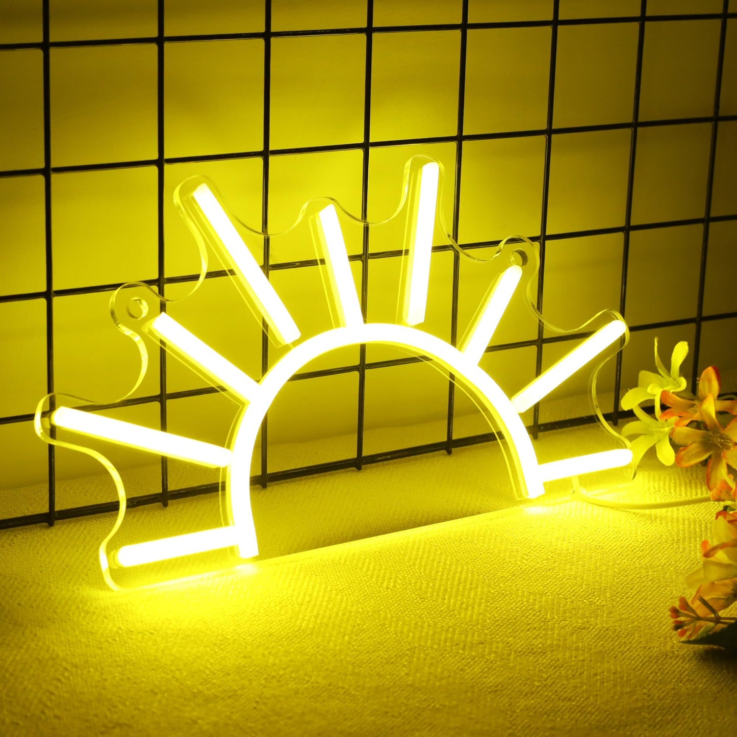 Attivolife Sunrise Neon Sign for Wall Decor, Sunset Night Light with Dimmable, Light up Sun LED Acrylic Bedroom Home Lamp, Best Gifts for Birthday Party Christmas Wedding Bar Aesthetic(Golden Yellow)