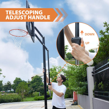 AWII SPORT Basketball Hoop Outdoor Protable 40/44/48 Inch Impact Backboard, 4.8-10FT Height Adjustable Basketball Hoop Goal System with Wheels for Adults