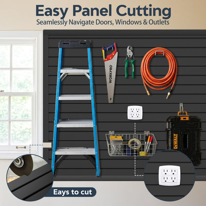 FOFARY Slat Wall Paneling 4 x 8ft, PVC Slatwall Garage Wall Organizer, Black Slatwall Panels Garage Tool Organizer Wall Mount Storage Systems
