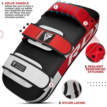 RDX Muay Thai Pad for Training, Curved Kickboxing Kicking Strike Shield, Coaching Kick Boxing, MMA, Martial Arts, Karate, Taekwondo, Punching, Foot, Knee and Elbow Target (One Pad Only)