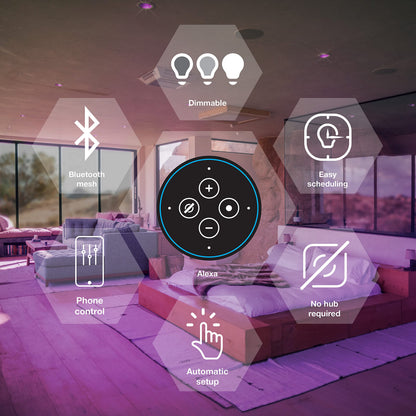 SYLVANIA Bluetooth Mesh LED Smart Light Bulb, One Touch Set Up, A19 60W Equivalent, E26, RGBW Full Color & Adjustable White, Works with Alexa Only - 2 Count (Pack of 1) (75760)