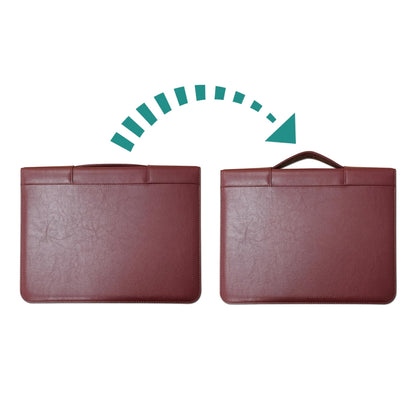 WEYEAH Faux Leather 3 Ring Portfolio Binder With Handle, Business Padfolio for Men & Women, Zippered Document Organizer for Home & Office Use, Including Clipboard, Notepad and Sheet Protectors (Brown)