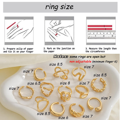 FAXHION 12PCS Gold Stackable Rings Set for Women, 18K Gold Plated Open Stacking Knuckle Ring, Adjustable Chunky Signet Band Statement Ring for Gift