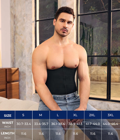 TAILONG Waist Trainer for Men Shapewear Tummy Control Body Shaper Slimming Girdle Fajas para Hombres Corset with Zipper Black
