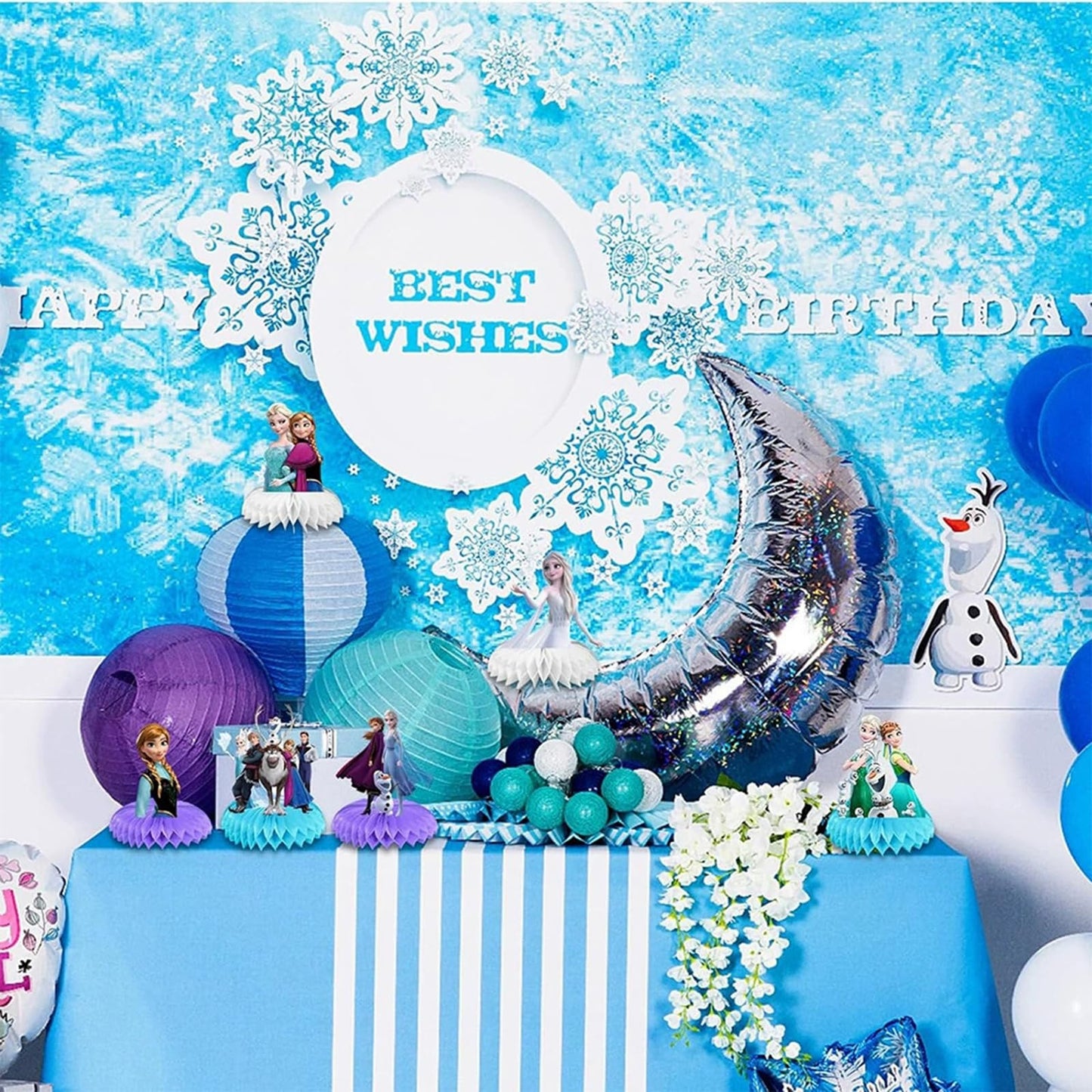7 Pcs Cute Party Supplies, Cartoon Birthday Party Decorations, Blue Honeycomb Centerpieces for Table, Perfect for Birthday Parties, Themed Parties, Holiday Celebrations