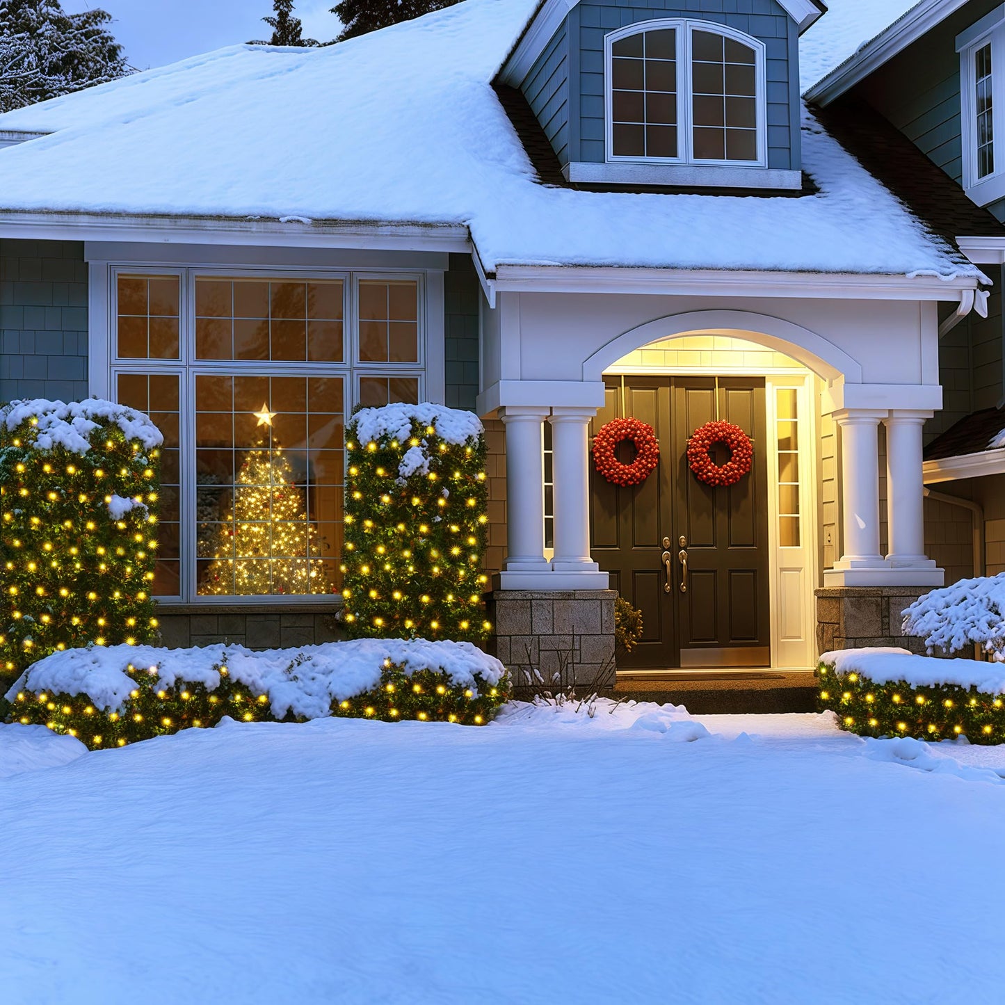 BlcTec Christmas Net Lights, 200 LED 8.4ft x 5.2ft Outdoor Christmas Lights with 8 Modes, Timer, Connectable, Waterproof Design for Trees, Bushes, Shrubs Outdoor Christmas Decorations, Warm White