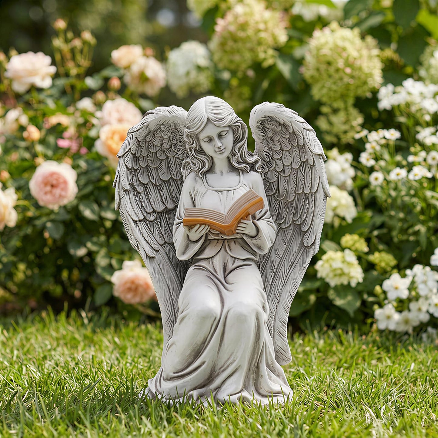 Angel Statue for Garden - 7.88 inches Guardian Solar Garden Statue, Gardening Gifts for Mom Grandma Lawn Ornaments Figurines for Outdoor Decor