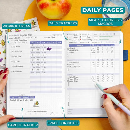 Clever Fox Fitness Journal - Guided Daily Workout & Meal Tracker for Weight Loss | Mystic Blue