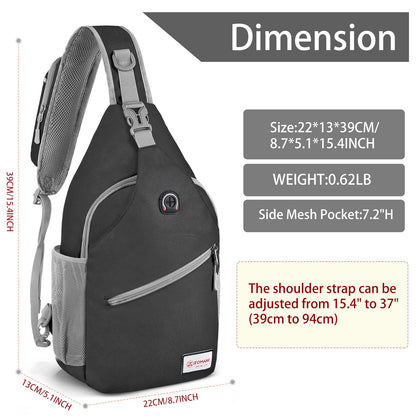 ZOMAKE Sling Bag 8L - Lightweight Crossbody Backpacks Waterproof Backpack for Travel Outdoor Sport Men Women