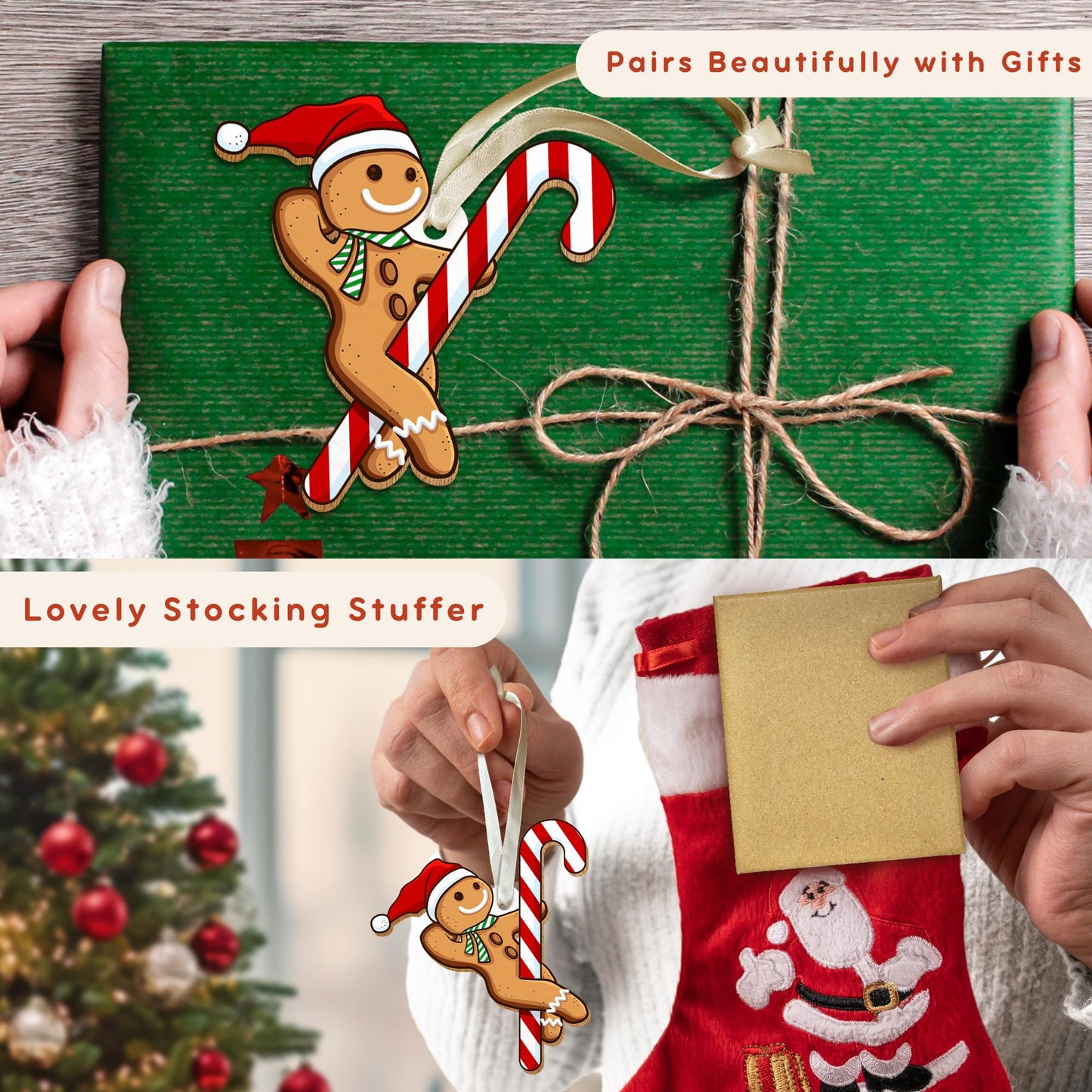 TUMSHANIP Funny Ornaments for Christmas Tree - Funny Ornaments - Gingerbread Christmas Ornament - Gingerbread Gifts for Lovers, Women, Men - Wood Ornament 2025