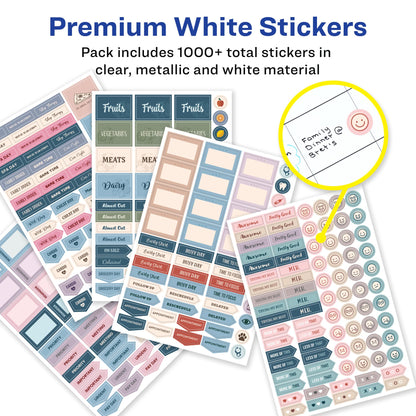 Avery Productivity Planner Sticker Pack, Calendar, Bullet Journaling, and Productivity, Great for to-Dos, Meetings, Budget, and More, 15 Sheets, 1,094 Planner Stickers (6777)