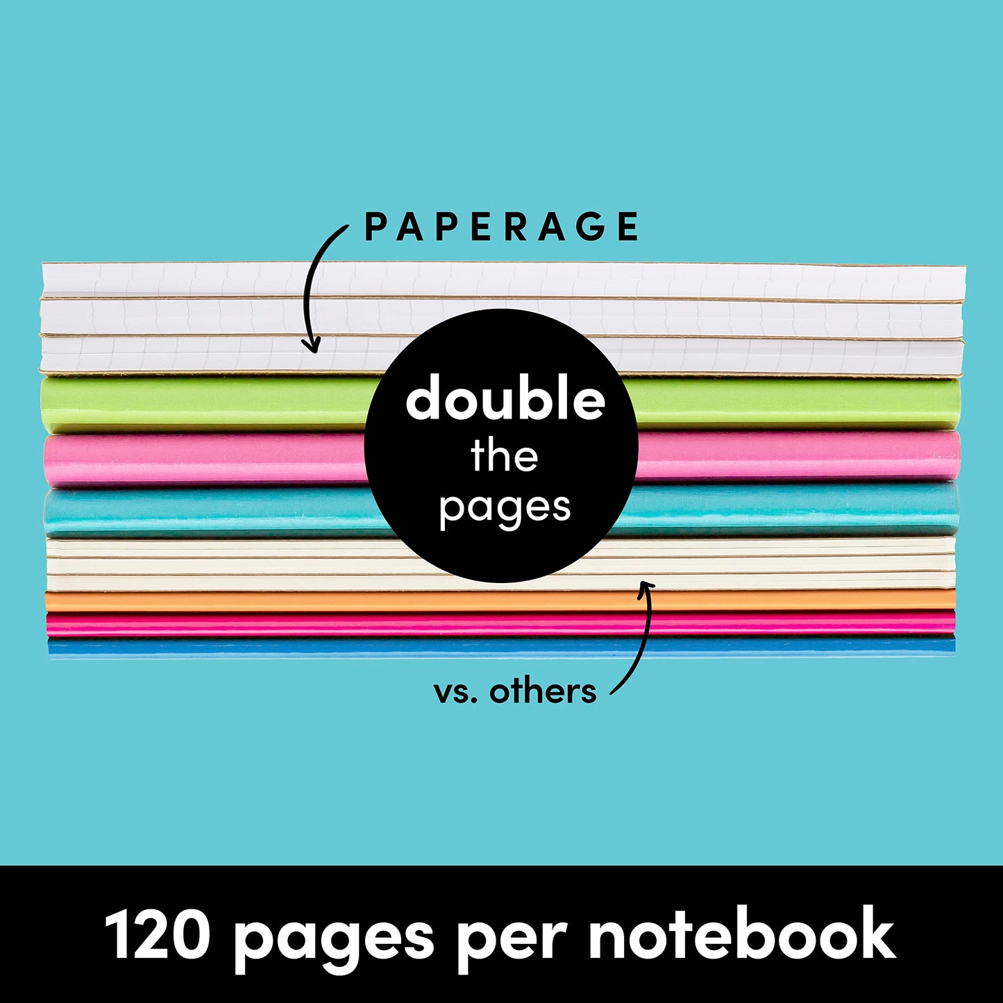 PAPERAGE 12-Pack Composition Notebook Journals, 120 Pages, Kraft Cover with Rainbow Spines, College Ruled Lined Paper, Small Size (8 in x 5.75 in) – for Home, Office or School Supplies