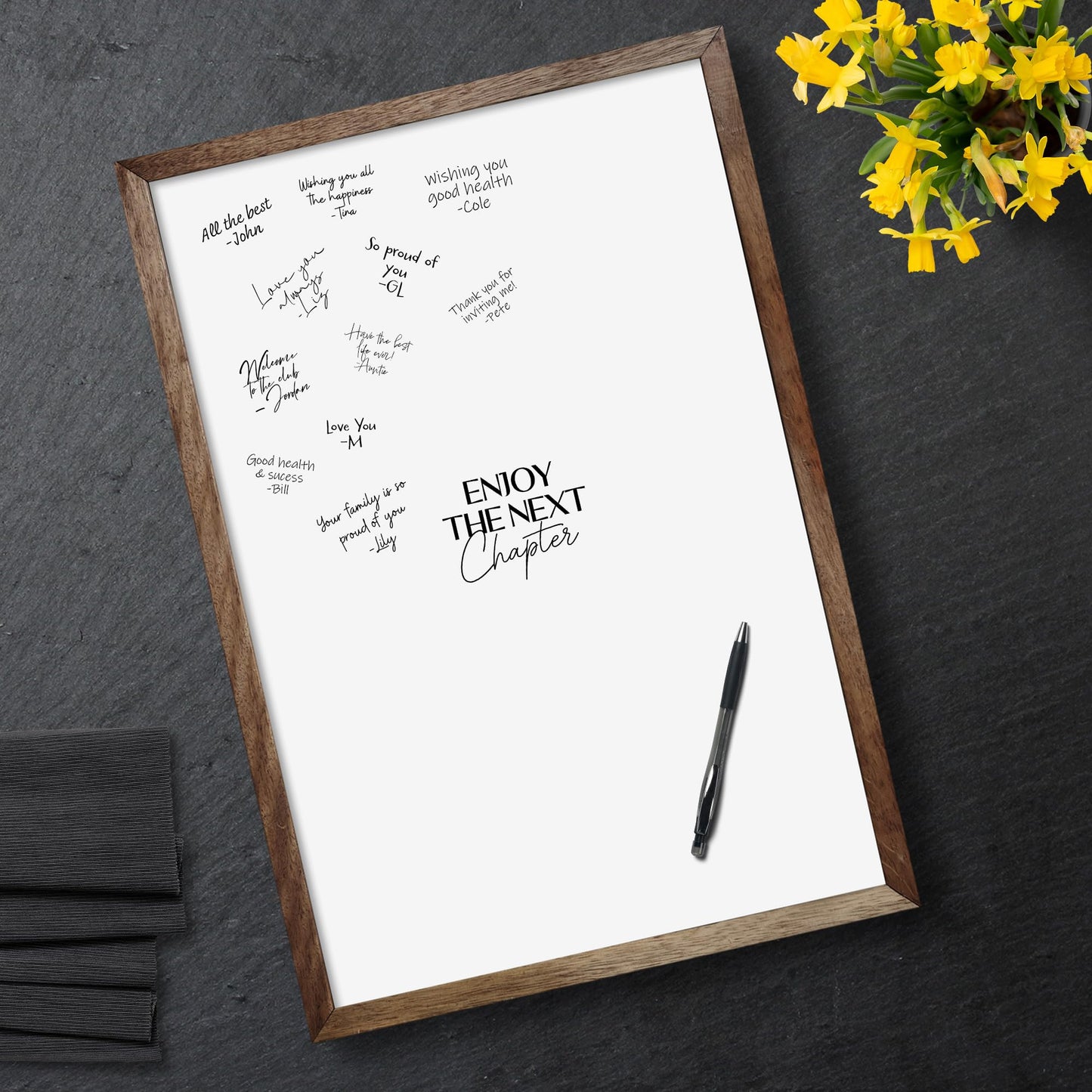 Karto Retirement Signature Board for Party - Party Supplies, Guest Book, Signing Board, Or Card Alternative - Poster Size 11x17 (Unframed) - Next Chapter