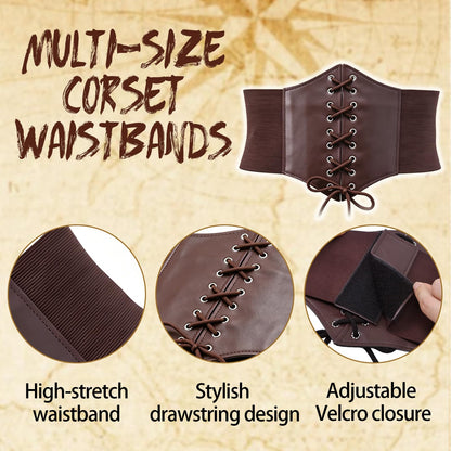 Renaissance Belt Pouch Corset Waistband Magic Potion Bottle Skirt Hike Steampunk Costume Accessory(Brown-B, X-Large)