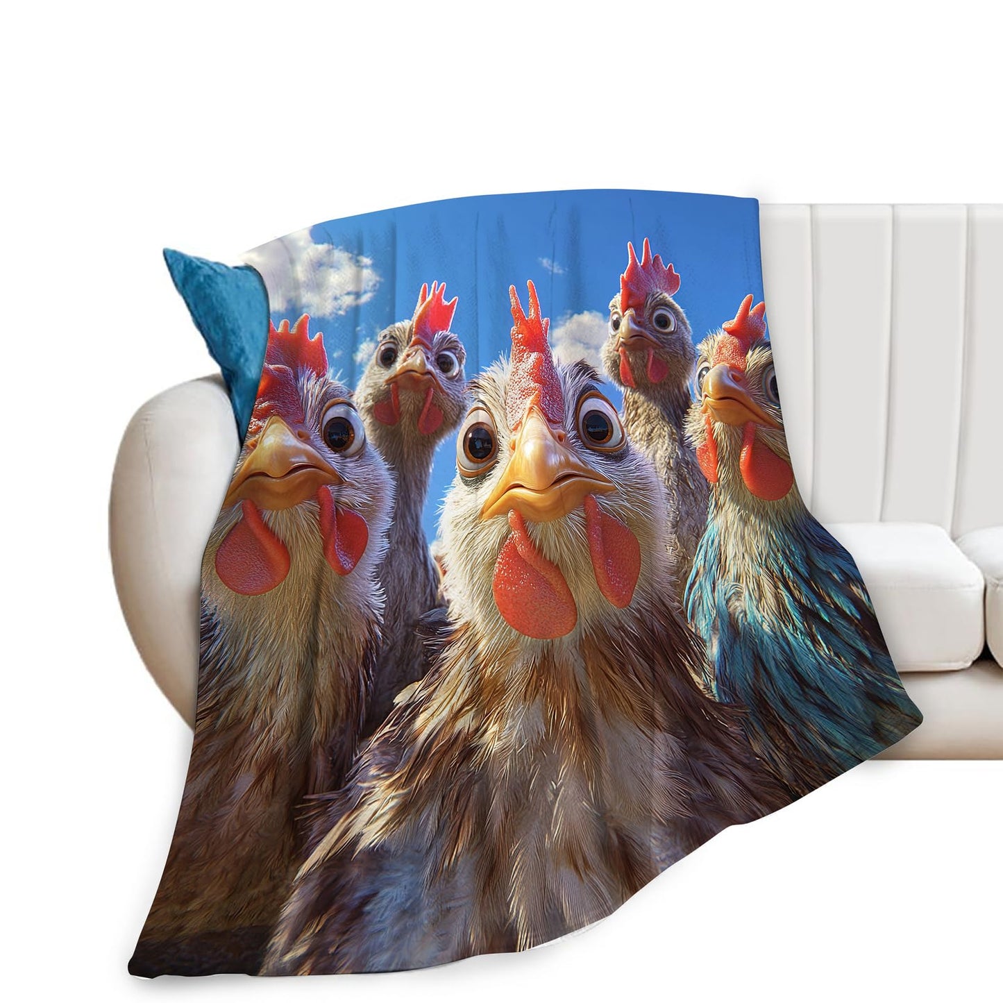 Funny Rooster Blanket Gifts for Girls Boys Adults Chiken Fleece Blankets Soft Warm Farmhouse Animal Roosters Themed Throw Cozy Flannel Plush Stuff Throws for Kids Men Women Bed Couch Decor 50"x40"
