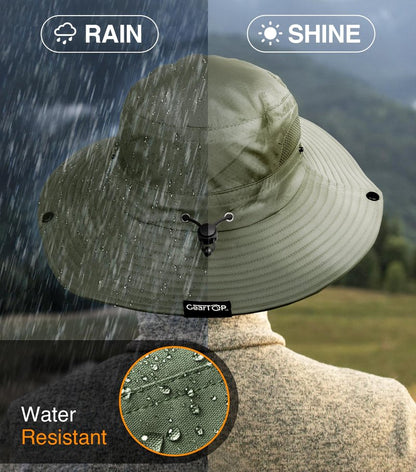 GearTOP Safari Hat for Men Sun Hats for Women UV Protection UPF 50+ Fishing, Gardening, Hiking Hat (22-23 1/2") Army Green