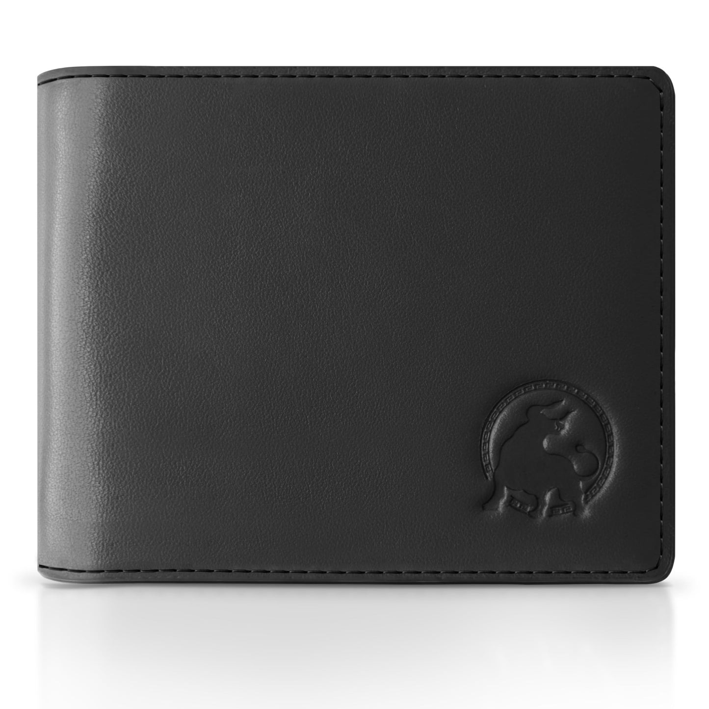 BULLTAILOR Full-Grain Leather Wallet for Men, Minimalist Slim Mens Bifold RFID Blocking Wallet with Cash Pocket, 8 Card Slots (Black Onyx)