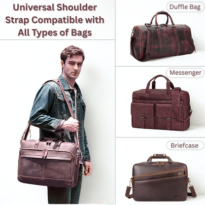 Genuine Leather Straps for Bags 60-inch Adjustable Shoulder Strap Replacement for Briefcase Messenger Crossbody Duffel Bag (Dark Brown)