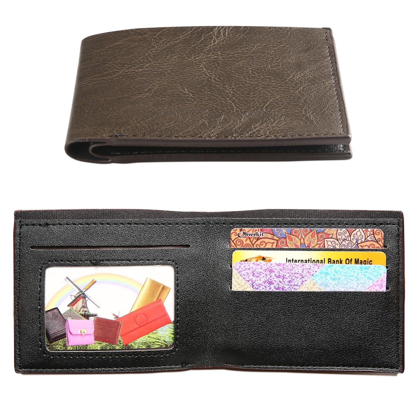 VZZNN 12 PCS Leather Bifold Wallets for Men,Men’s Wallet Bulk for DIY Engraving,With money clip,card holder(6 Black & 6 Brown)