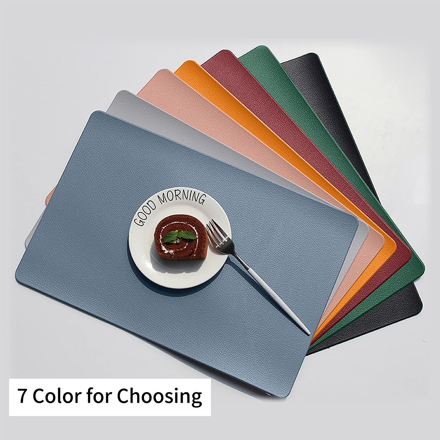 Herda Red Leather Placemats, Premium Quality Wine Red Table Mats Set of 4, Elegant Burgundy Dining Mats Heat resistant Wipeable Washable Indoor Outdoor Place Mat 4 Set, Thick Non-Slip Modern Table Mat