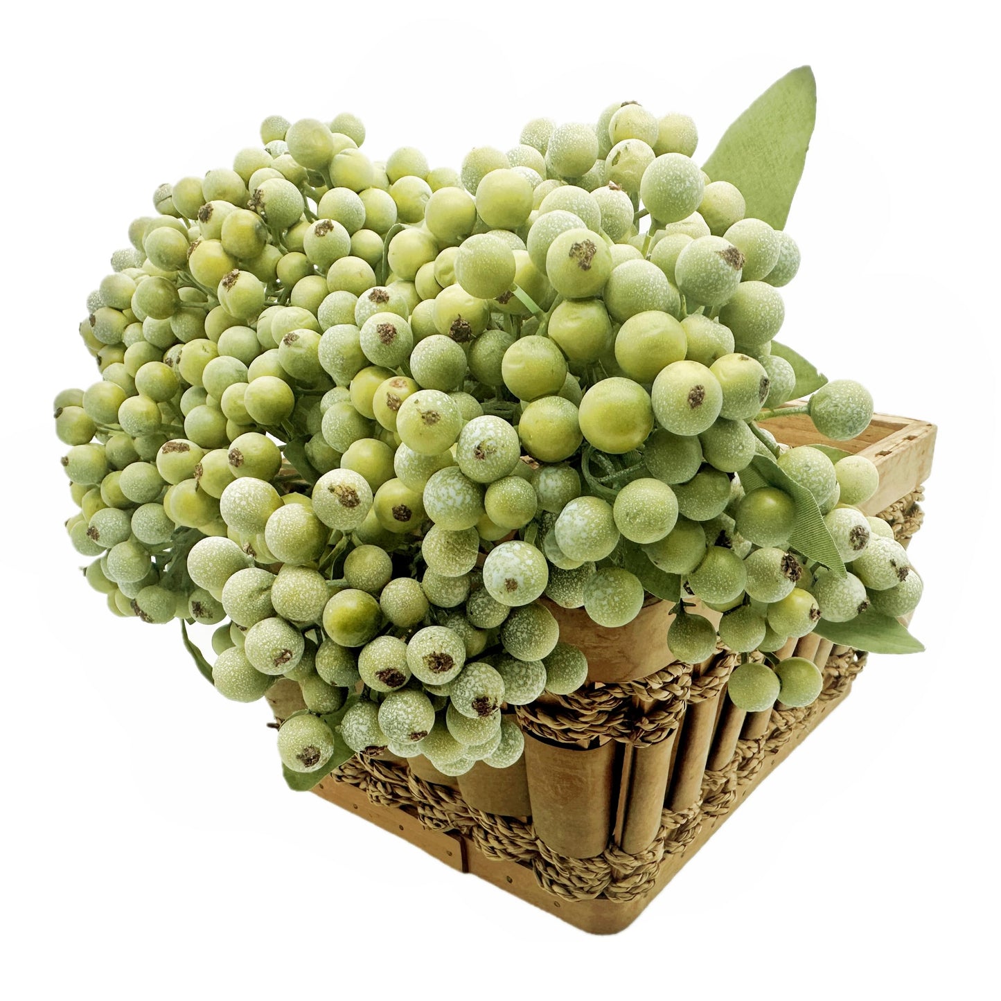 M2cbridge Artificial Berry Stems Christmas Picks Pine Needles Branches Wreath Ornament (Green 12pcs)