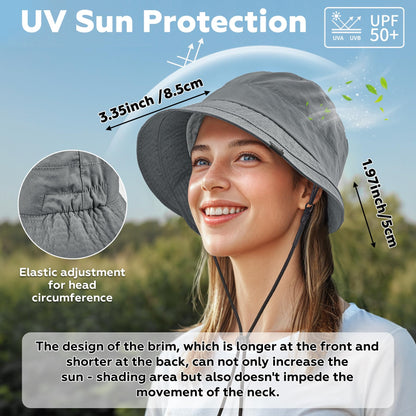 Sukeen Lightweight Bucket Hat for Women Quick-Dry Hiking Hat Packable Foldable UV Sun Hat for Outdoor Activities Gray