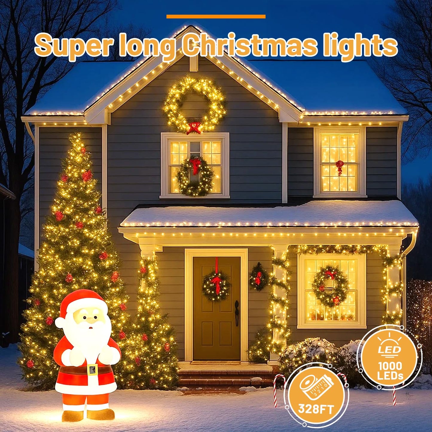 Domolli Christmas Lights 500LED 164 FT, Waterproof Christmas Tree Lights with 8 Modes, Remote Control 3 Timers & Memory Function Xmas Decorations for House and Holiday (Warm White)