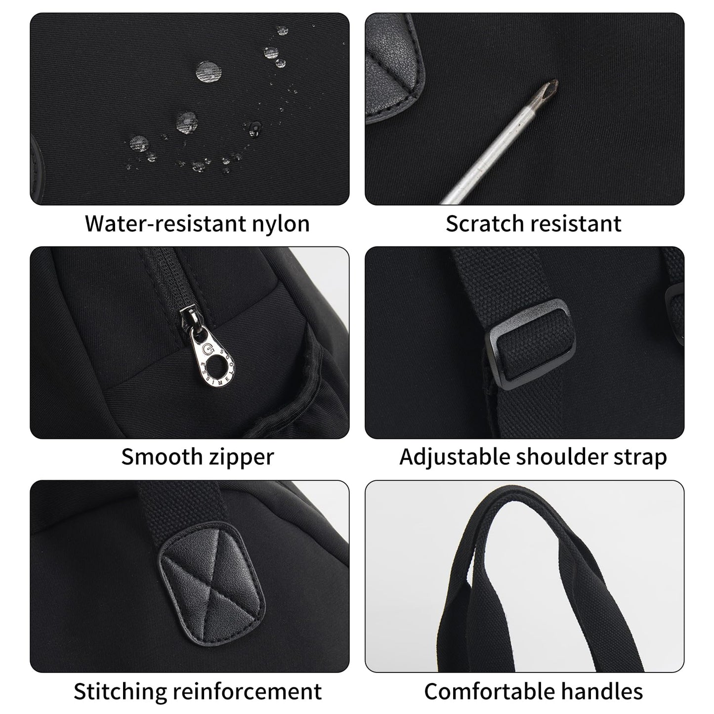 NOTAG Casual Backpack Purse for Women Shoulder Bag Waterproof Nylon Anti-theft Large Purse Shoulder Hobo Bags Travel Work (Black-S)