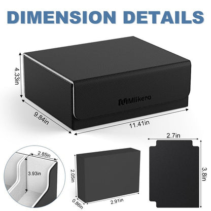 Mlikero Trading Card Storage Box, Bulk Card Storage for 1800+ Sleeved Cards, PU Leather Magnetic Closure Card Organizer with 10 Dividers & 3 Foam Stoppers, Fit for MTG, TCG and Sports Cards