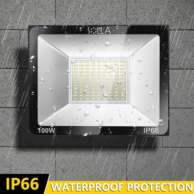 2 Pack 100W LED Flood Light Outdoor, 8000LM Super Bright Security Lights, 550W Equivalent, IP66 Waterproof, 3000K Warm White, Outside Floodlight for Garage, Garden, Lawn and Yard