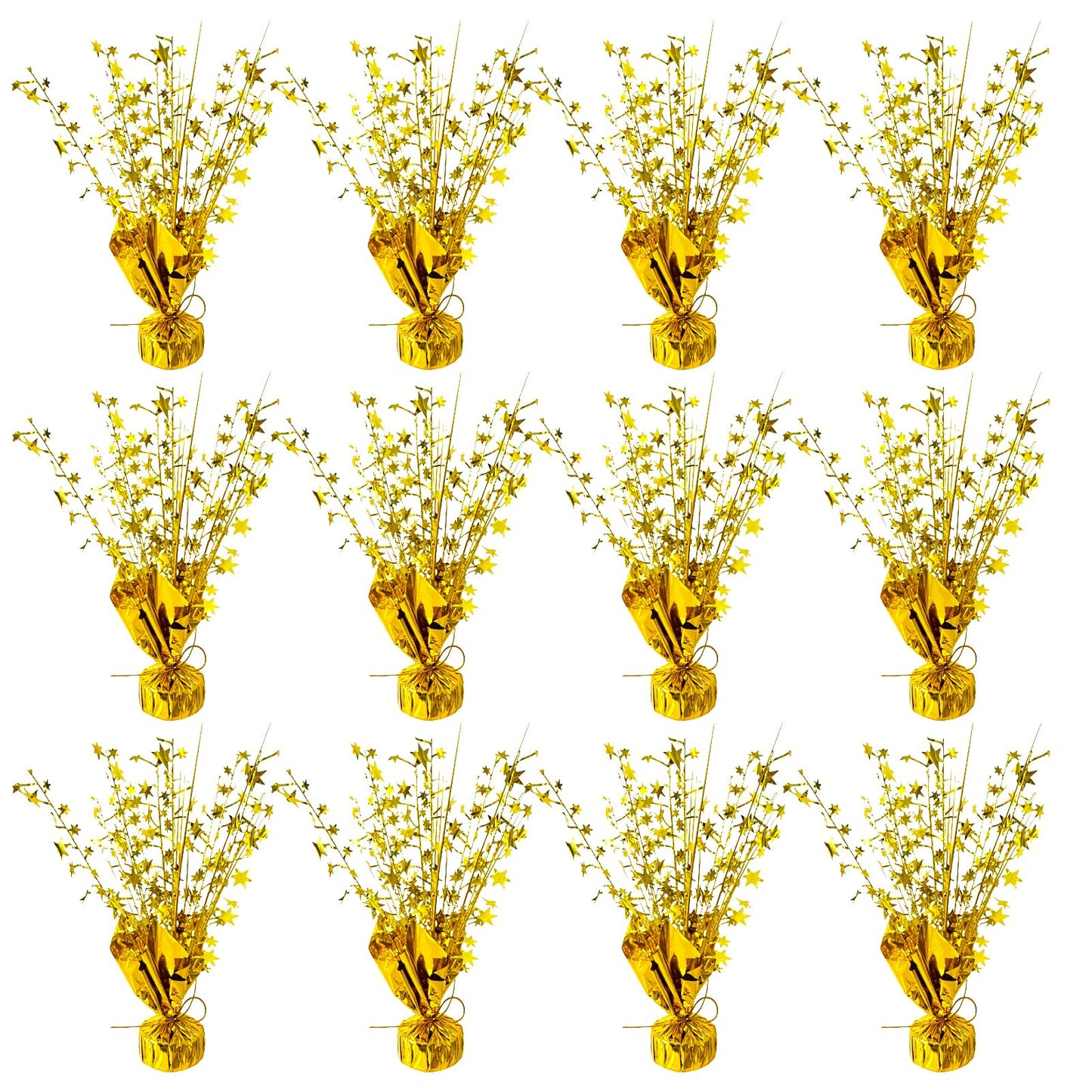 YinNorth 12 Pcs Metallic Foil Spray Centerpiece Party Star Table Decoration Brust Glitter Table Topper Decor for Birthday Graduation Holiday Christmas Dining Celebration New Year Party Supplies, Gold