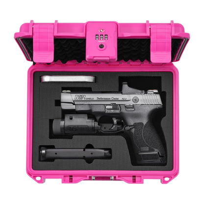 Kinghardcase TSA Approved Pistol Case for Smith & Wesson – Lockable Hard Handgun Case for Travel & Home Storage – Fits M&P 2.0 Full Size & M&P9 Shield Plus with Optic & Tactical Light (Pink)