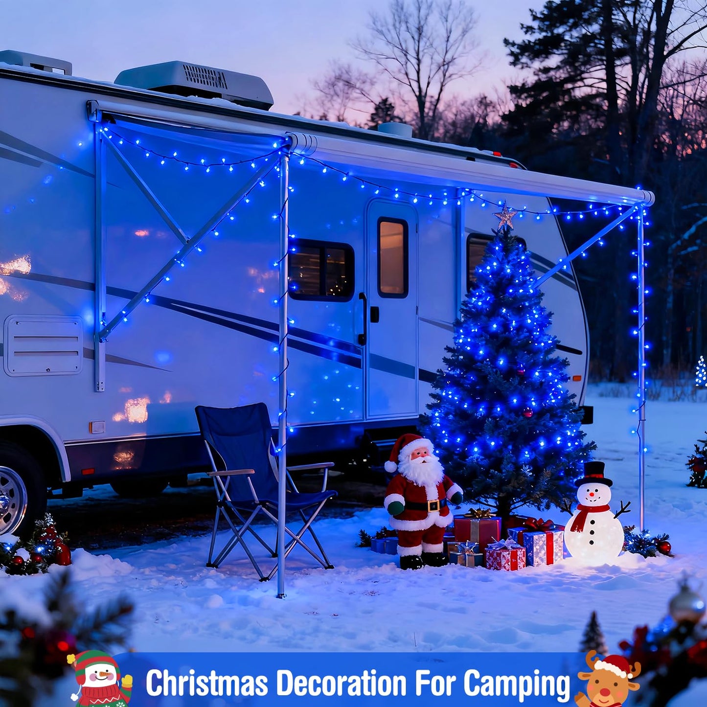 JMEXSUSS Blue 400 LED Christmas Lights Outdoor, 132ft Christmas Tree Lights with Remote, Indoor Blue String Lights Plug in for House Christmas Bush Decorations