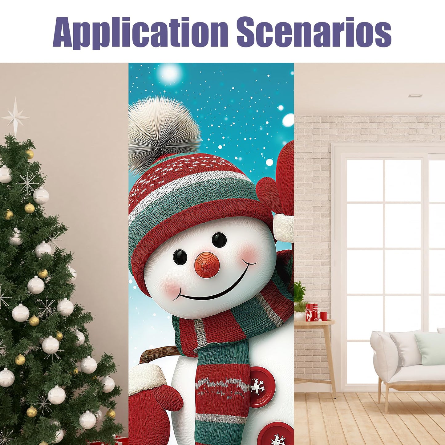 PLIGREAT 15 Strips Christmas Stair Decals, Cute Peel and Stick Stair Riser Stickers for Steps 7.1"x39"Self-Adhesive Vinyl Snowman Staircase Murals Decor for Home Hotel