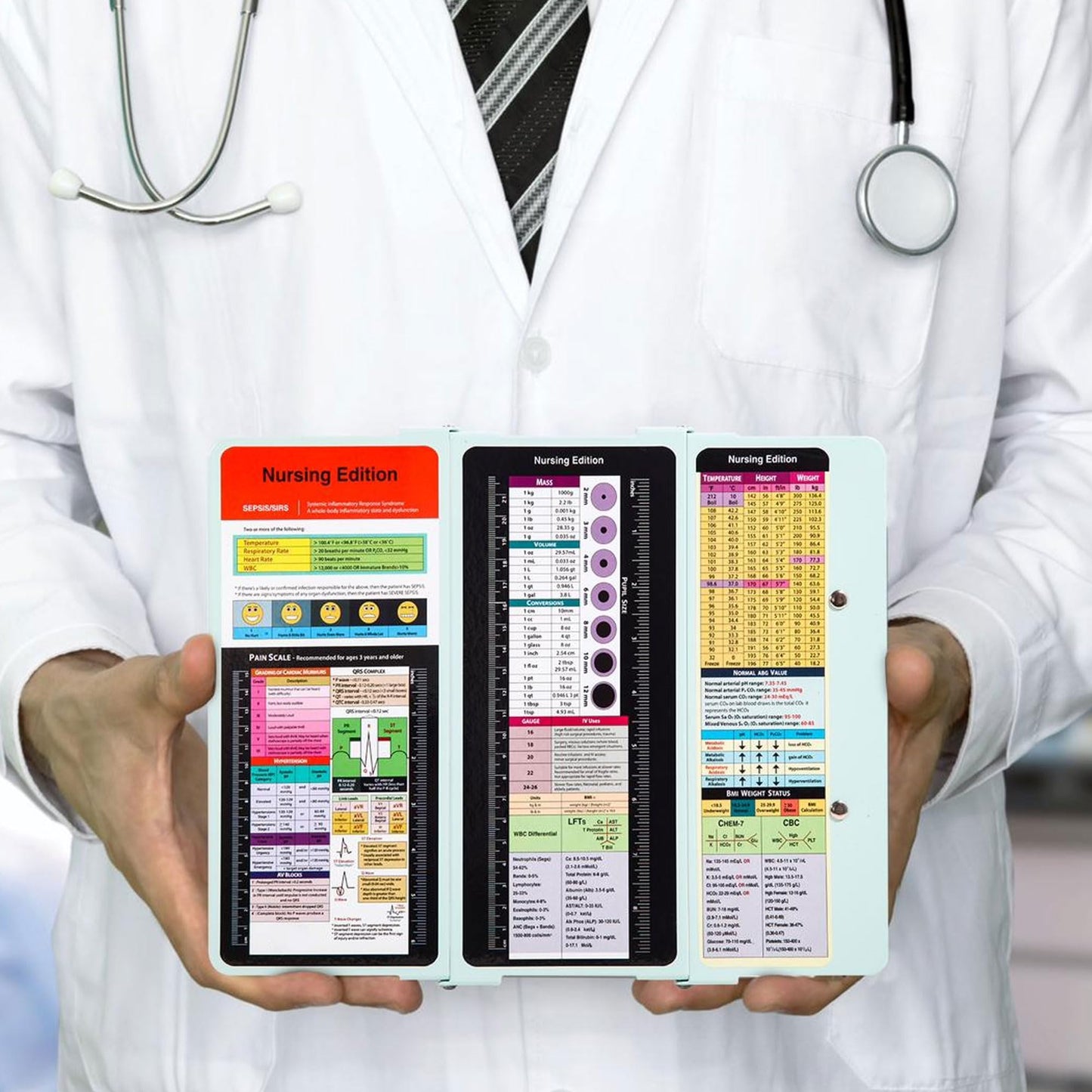 Nursing Clipboard with Nursing and Medical Edition Cheat Sheets 3 Layers Aluminum Foldable Nurse Clipboard Nursing Student Essentials - Foldable Clipboard Nursing Nursing School Essentials (Mint)
