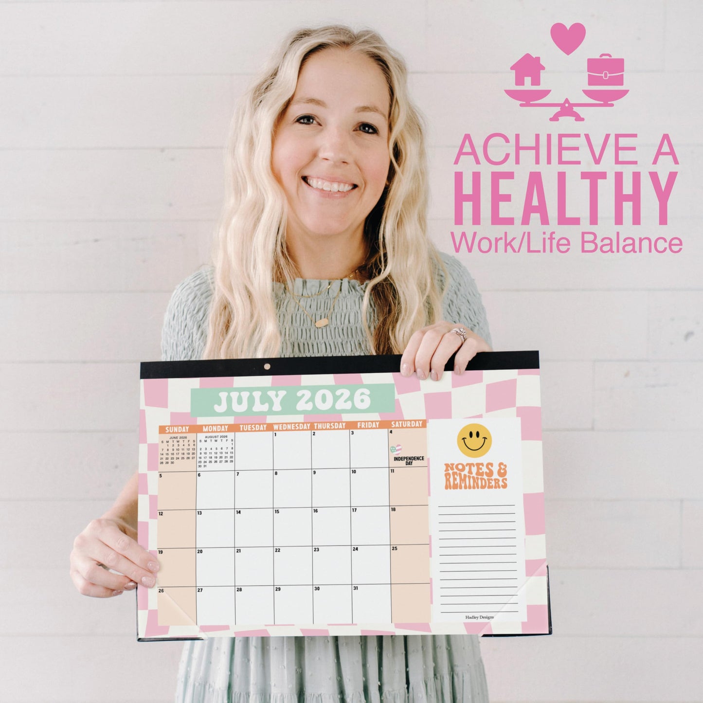 Hadley Designs Large Teacher Desk Calendar 2026-2027 - Desktop Calendar 2026, 18-Month Desk Calendars for Home, Office & Classroom, Cute Classroom Must Haves, Teacher Appreciation Gifts