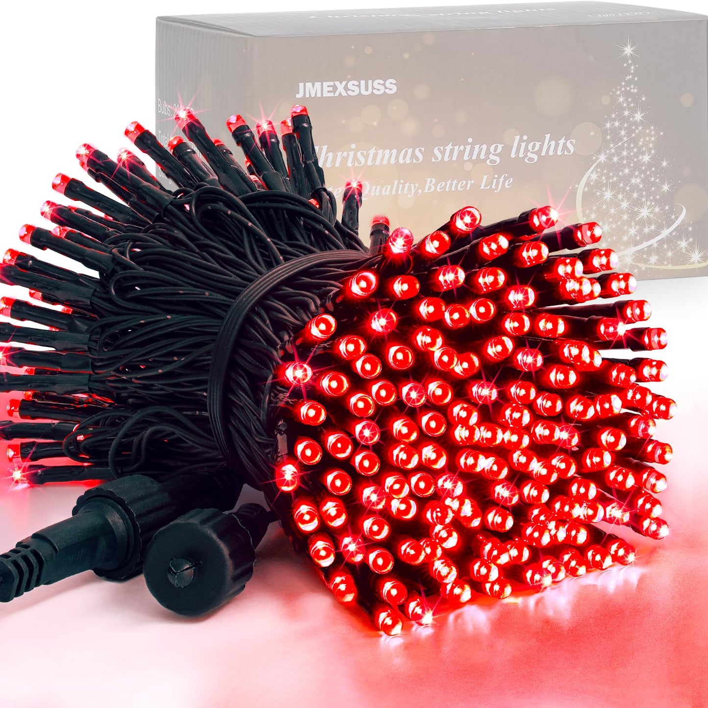 JMEXSUSS 200 LED Red String Lights Indoor Outdoor, 66ft Connectable LED Red Christmas Lights Plug in, 8 Modes Halloween Lights for Tree Bedroom Garden Yard Porch Xmas Halloween Decorations