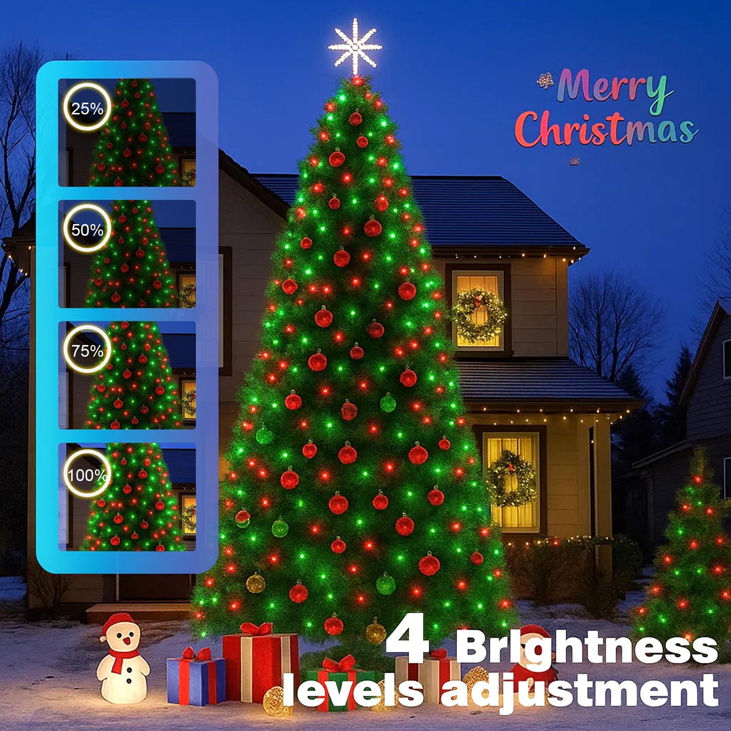 Domolli Christmas Lights 500LED 164FT, Waterproof Christmas Tree Lights with 8 Modes, Remote Control 3 Timers & Memory Function Xmas Decorations for House and Holiday (Red and Green)