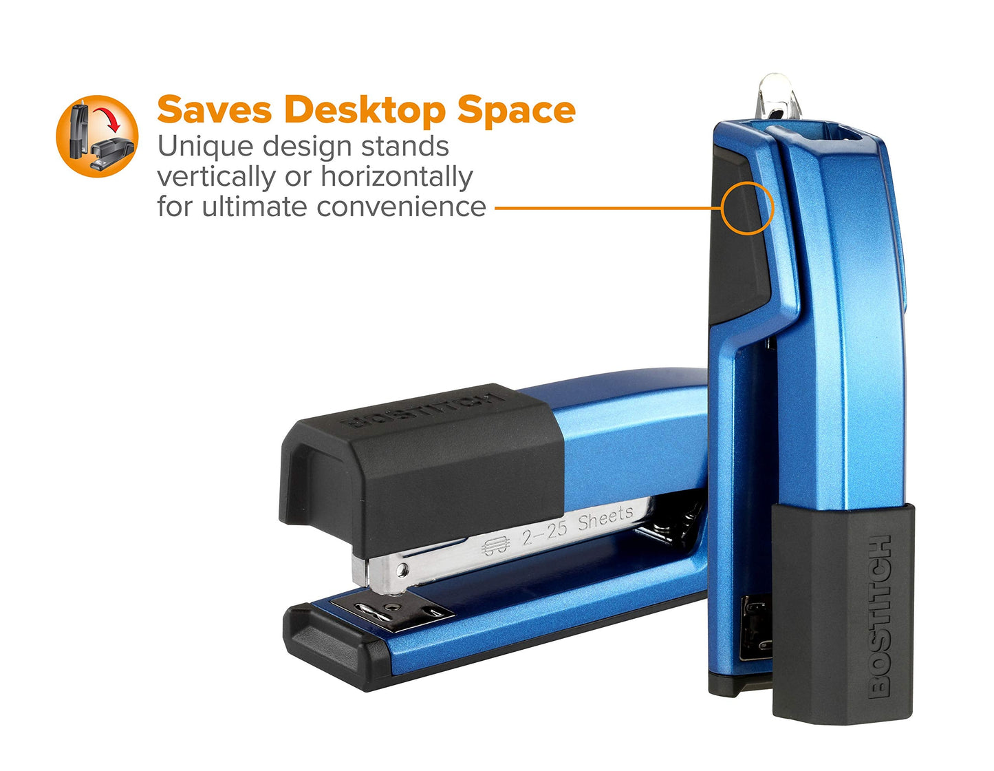 Bostitch Office Epic Metal 3 in 1 Stapler, 25 Sheet Capacity, Includes 210 Staples in Staple Storage Compartment & Integrated Remover,