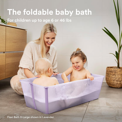 Stokke Flexi Bath X-Large, White - 31.5 x 15.7 x 9.4 in - Best for Infants & Toddlers - Lightweight, Foldable & Easy to Store - Convenient to Use at Home or Traveling